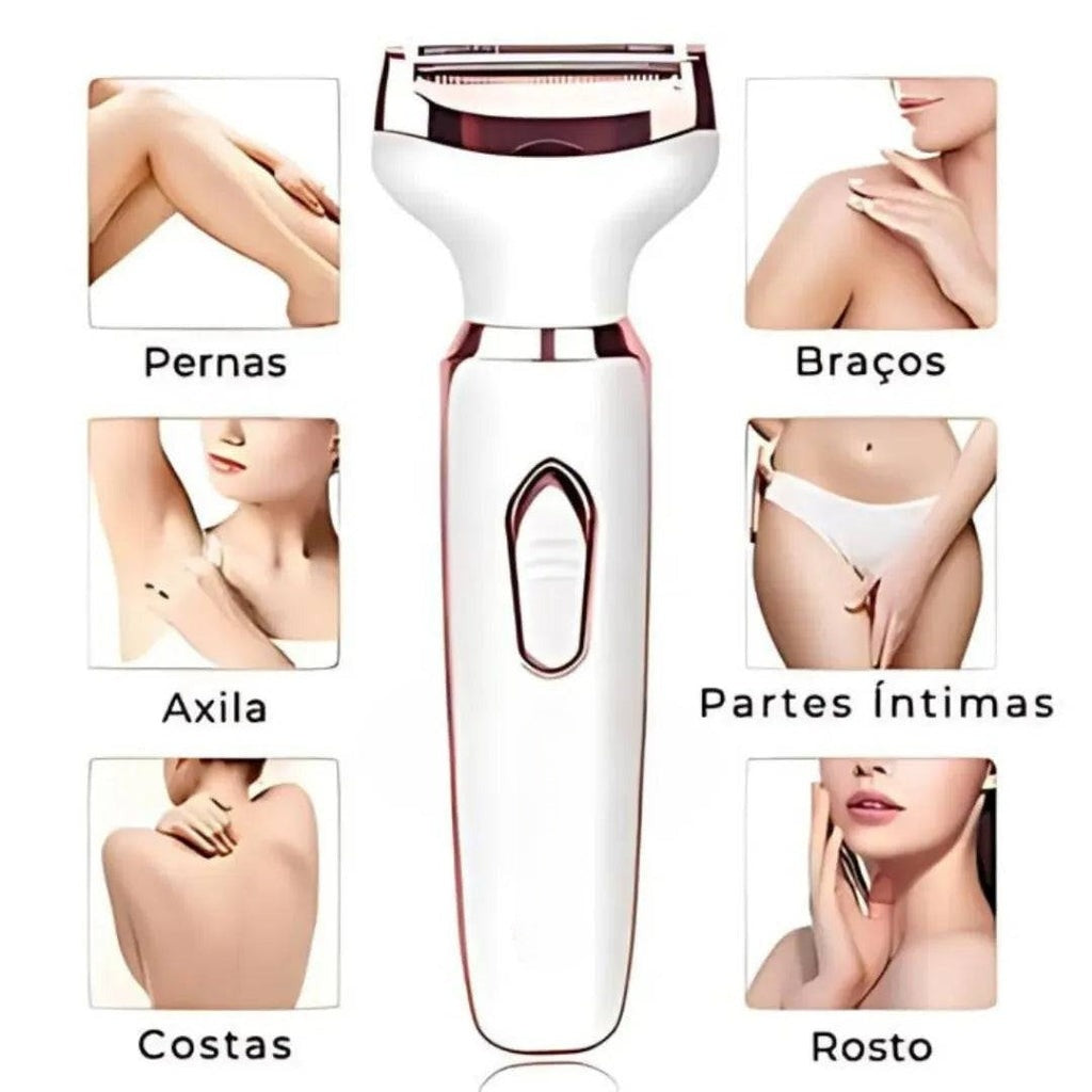 Depilador Elétrico Feminino 4 em 1 (facial e corporal) À Prova D'água